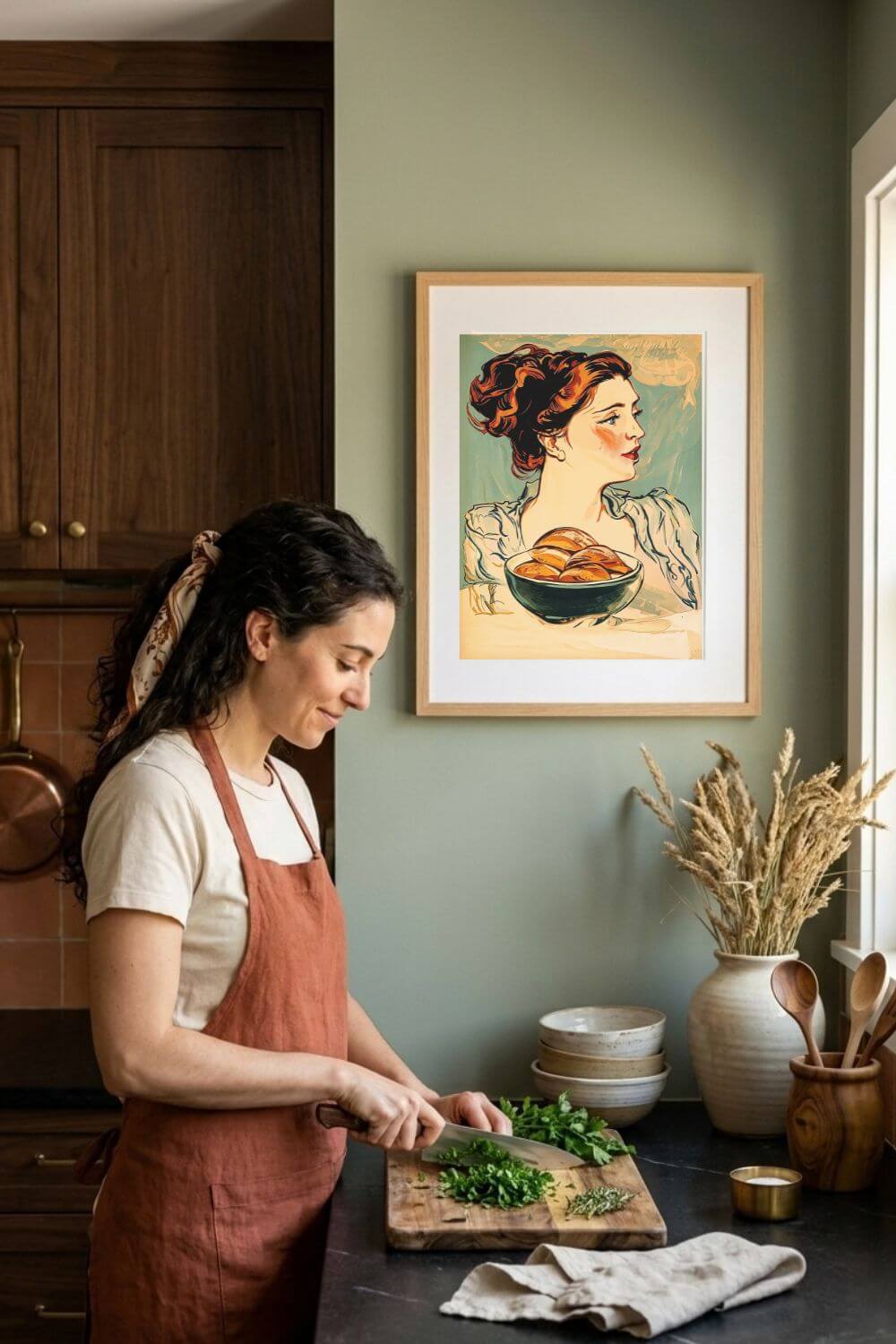The Bread Lady Poster – Vintage Art Nouveau Baking Wall Art