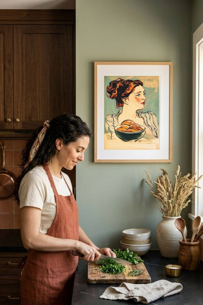 The Bread Lady Poster – Vintage Art Nouveau Baking Wall Art
