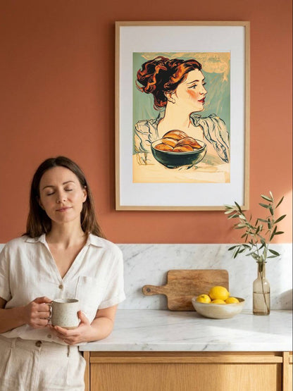 The Bread Lady Poster – Vintage Art Nouveau Baking Wall Art