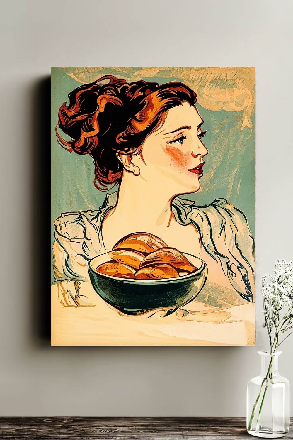 The Bread Lady Canvas | Vintage Baking & Kitchen Wall Art