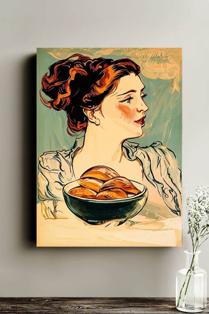 The Bread Lady Canvas | Vintage Baking & Kitchen Wall Art
