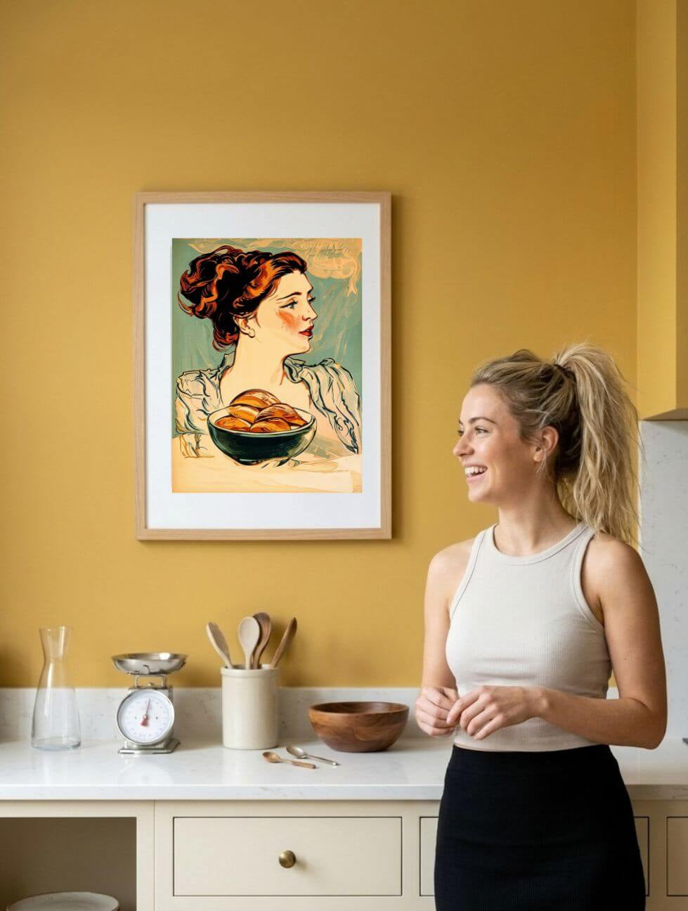The Bread Lady Poster – Vintage Art Nouveau Baking Wall Art