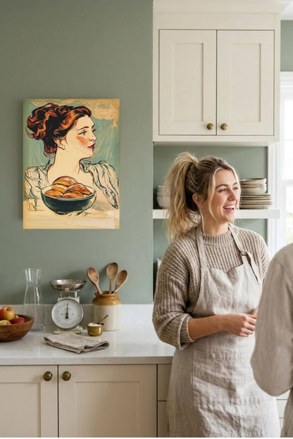 The Bread Lady Canvas | Vintage Baking & Kitchen Wall Art