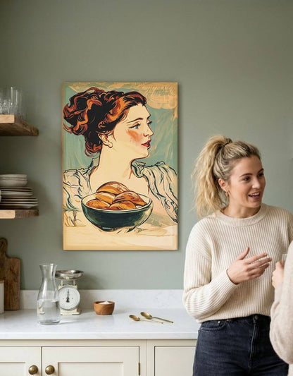 The Bread Lady Canvas | Vintage Baking & Kitchen Wall Art