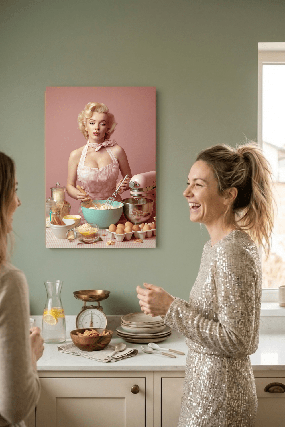 Pink Kitchen | Canvas Retro 1950s Baking & Kitchen Wall Art