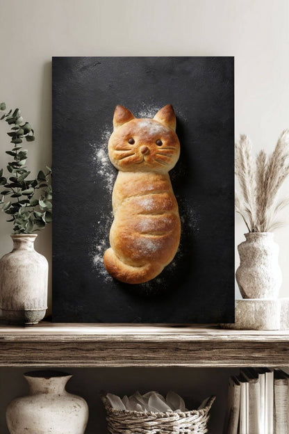 The Baker’s Cat  Canvas – Funny Bread Kitchen Wall Art