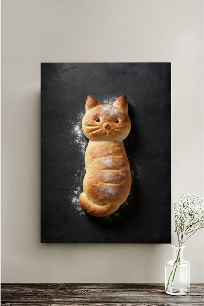 The Baker’s Cat  Canvas – Funny Bread Kitchen Wall Art