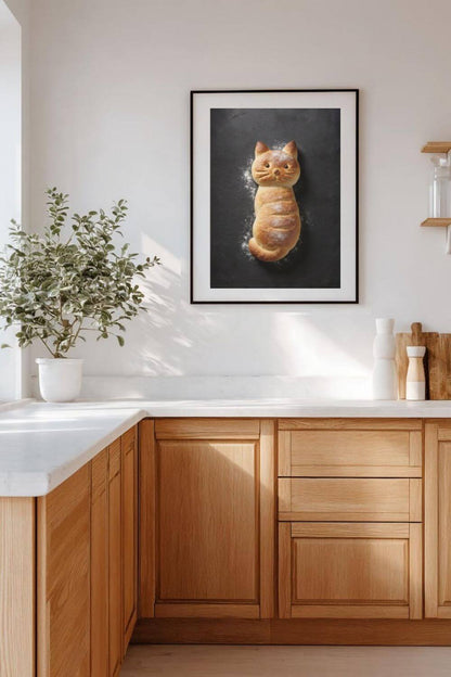 The Baker’s Cat Poster – Funny Bread Kitchen Wall Art