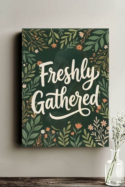 Freshly Gathered Canvas – Botanical Kitchen Quote Wall Art