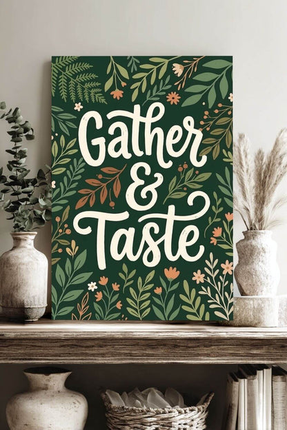 Gather & Taste Canvas – Botanical Kitchen & Dining Wall Art