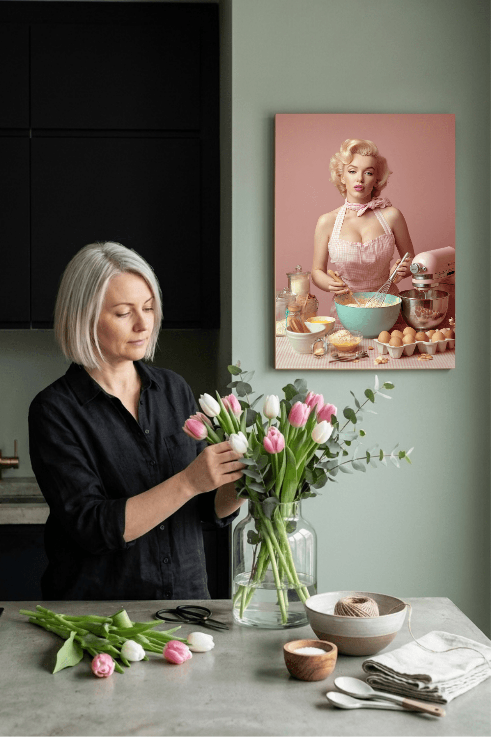 Pink Kitchen | Canvas Retro 1950s Baking & Kitchen Wall Art