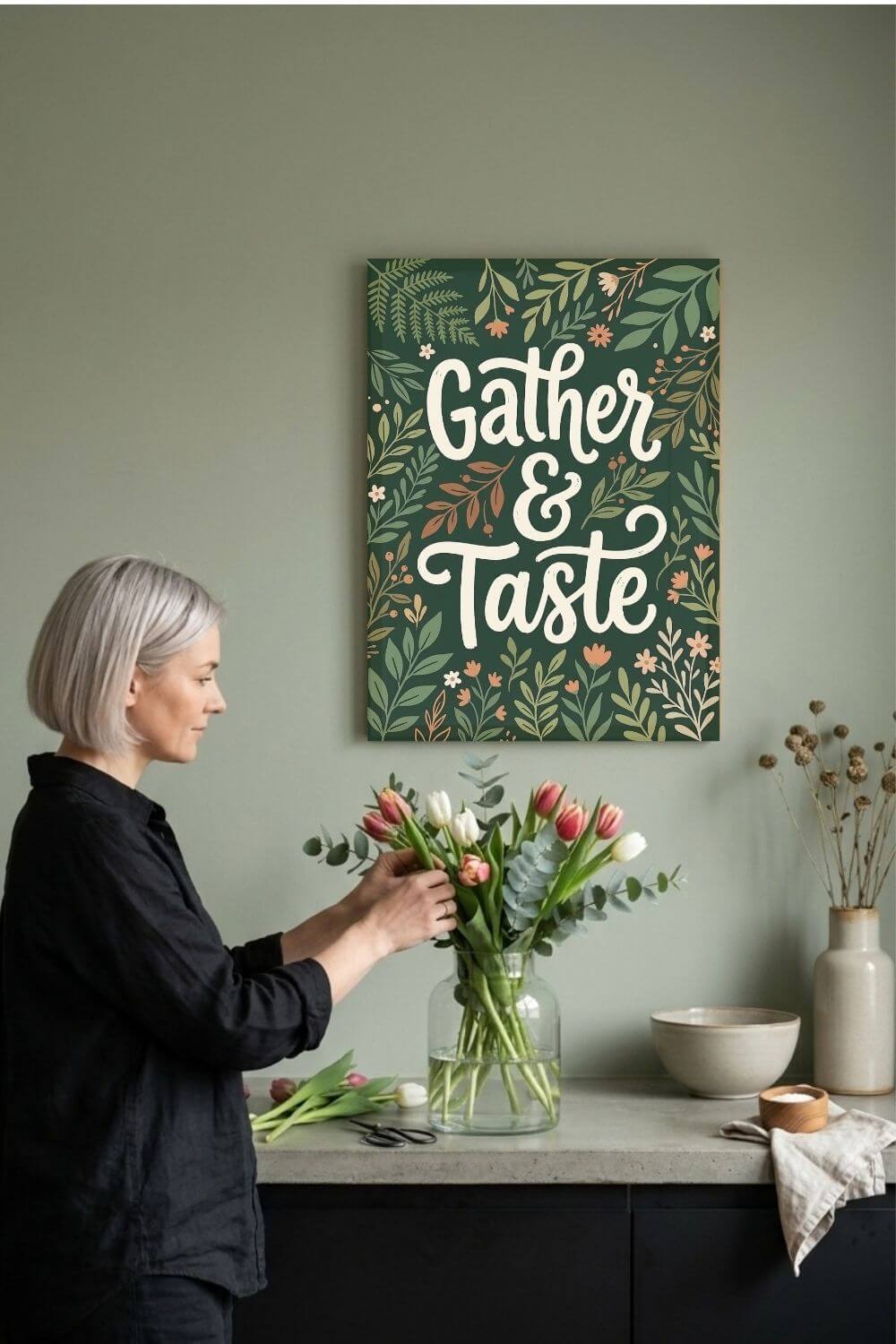 Gather & Taste Canvas – Botanical Kitchen & Dining Wall Art