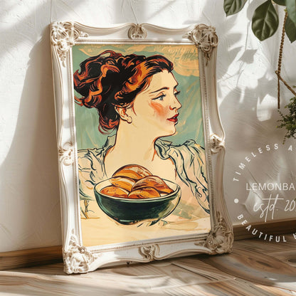 The Bread Lady Poster – Vintage Art Nouveau Baking Wall Art