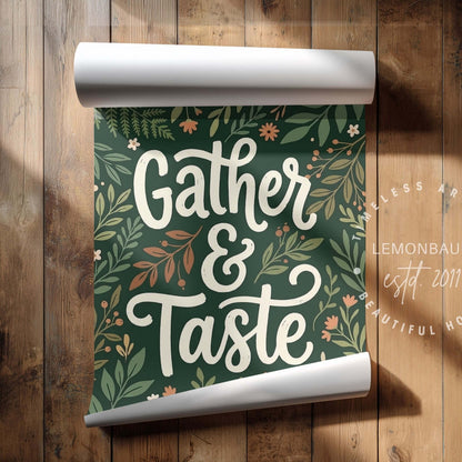 Gather & Taste Poster | Botanical Kitchen & Dining Wall Art